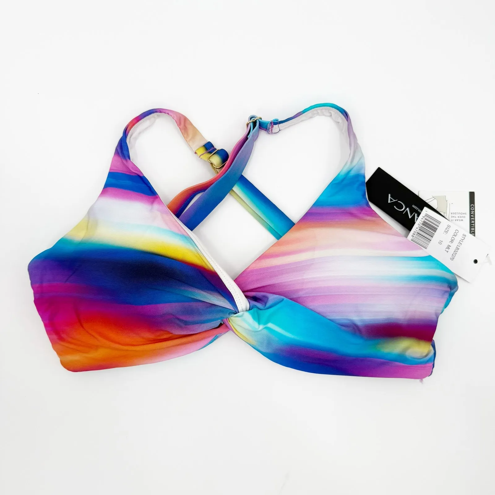 La Blanca Bikini Top Size 10 NWT Sunset Shores Over The Shoulder Underwire Wrap - Image 3