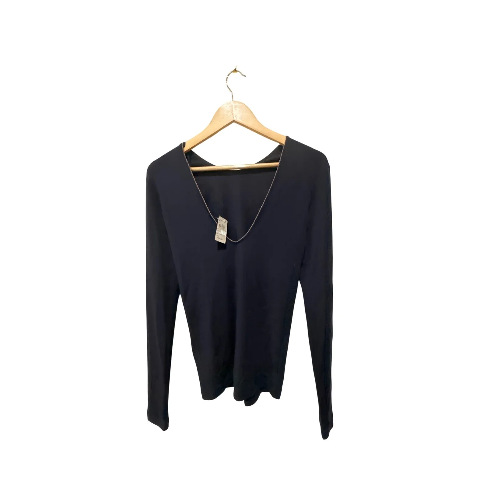 Brunello Cucinelli Virgin Wool Scoop Embellished Neck Sweater Size Medium NWOT - Image 4