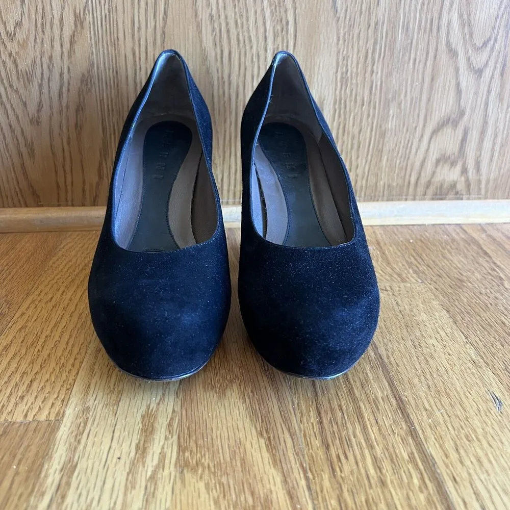 Marni Shoes Black Suede Cone Heel Leather‎ Round Toe 40's Inspire Size 8 38 EU - Image 2