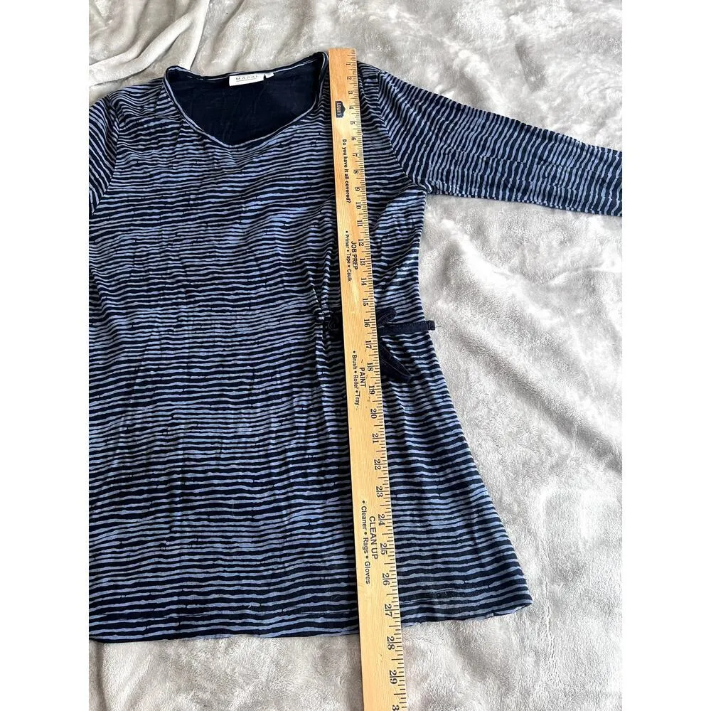 Masai womens size medium shirt cinched at the waist side tie in blue/black Blue - Image 7