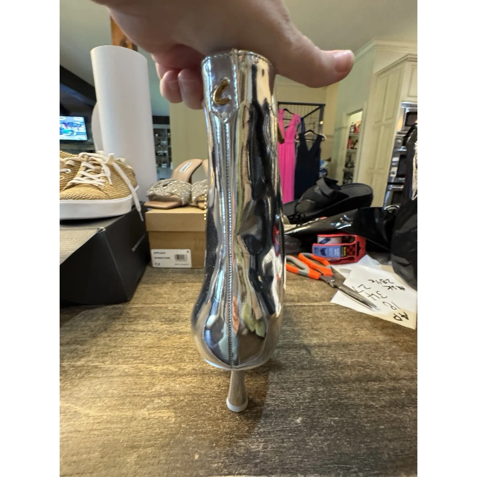 Sam Edelman Circus NY Women's Sia Ankle Boot Size 7.5 Retro Go-Go Shiny Metallic - Image 5