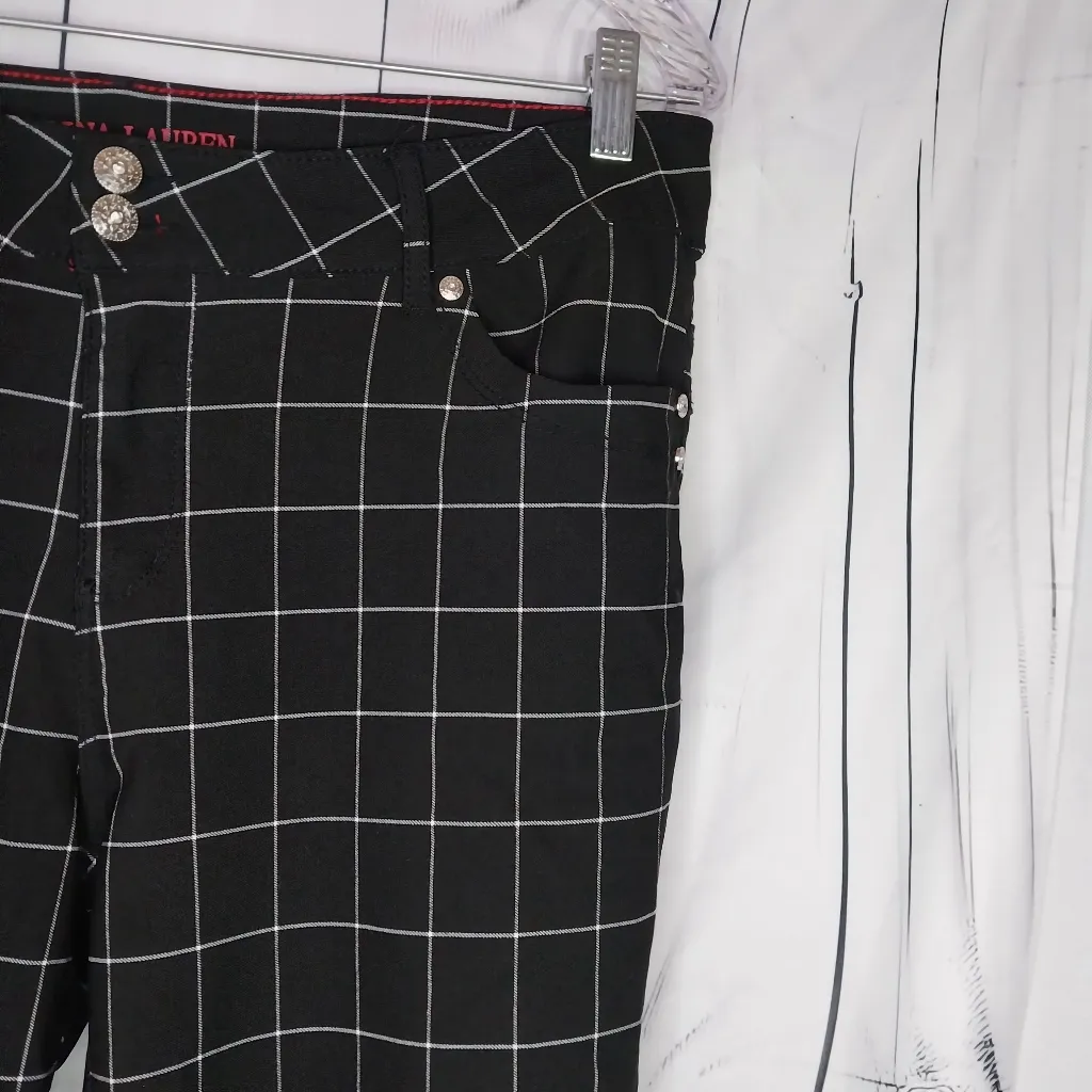 Sabrina Lauren Retro Grunge Black and White Checkered Ankle Pants Size 18W - Image 6