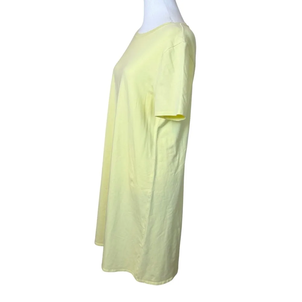 Eileen Fisher Canary Yellow‎ Organic Cotton Crew Neck T-Shirt Dress Medium $168 - Image 3