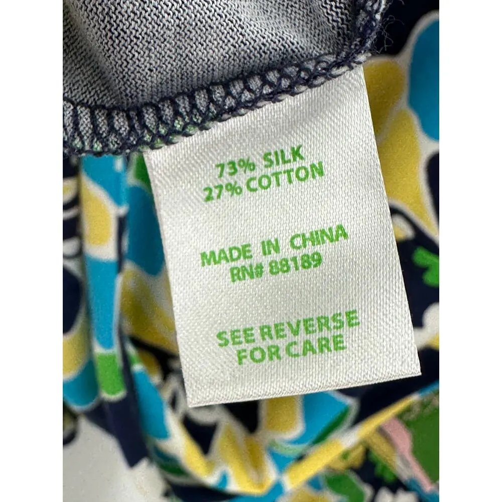 Lily Pulitizer Bright Navy Floral Frenzy Twyla Dress Printed Silk Womens XL NWT - Image 8