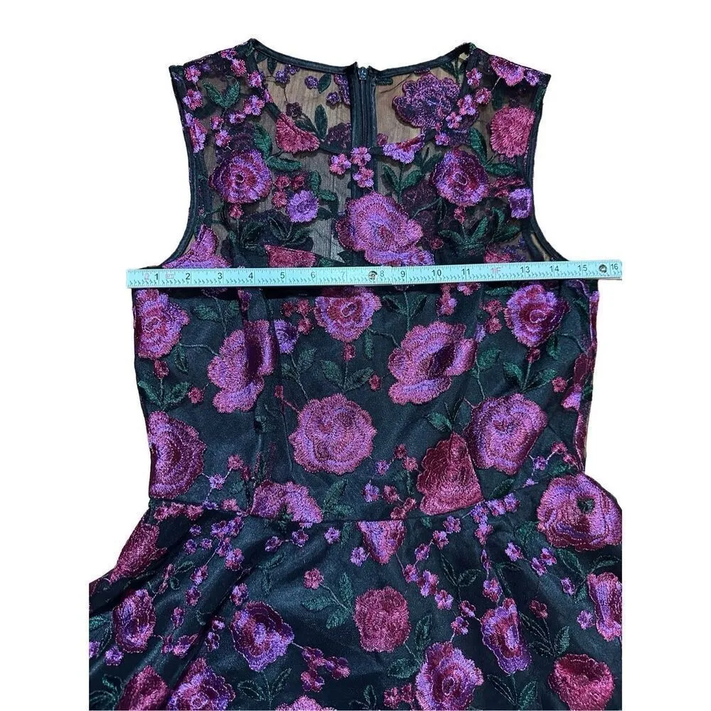 Tahari Arthur S. Levine Women's Sleeveless Fit & Flare Dress Floral Embroidery S - Image 7