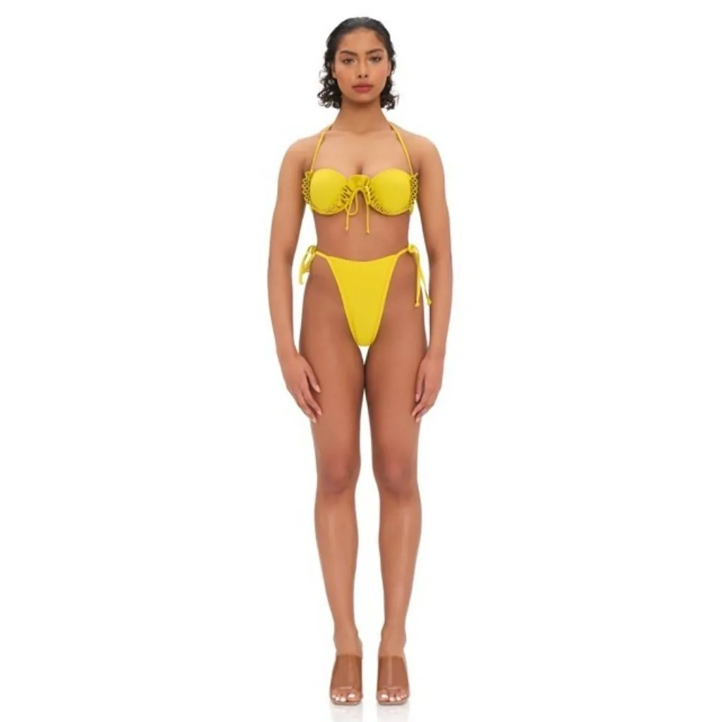 Andrea Iyamah Yellow Fula Ruffle Underwire Bikini Set Top & Bottom – Size S NWT - Image 2