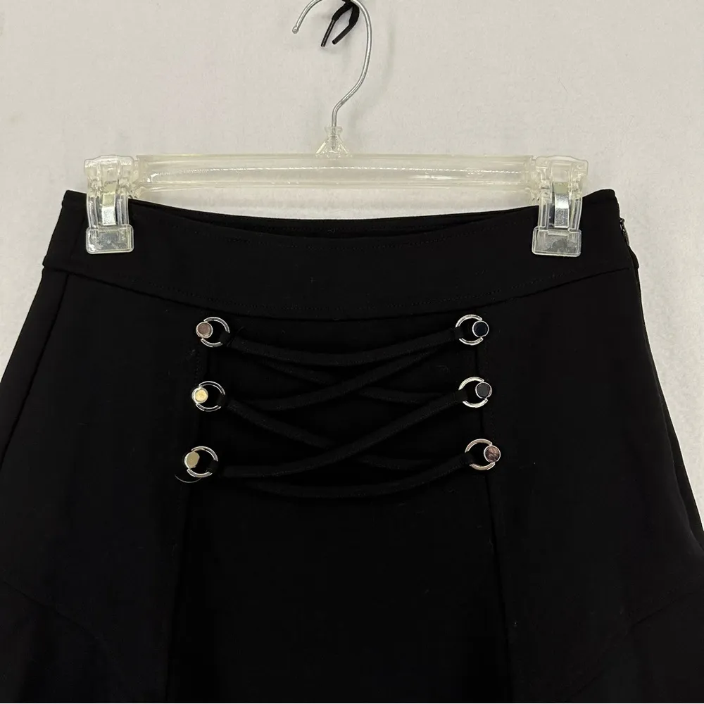 Guess Mini Skirt Lace Up Front Skater S Black - Image 2