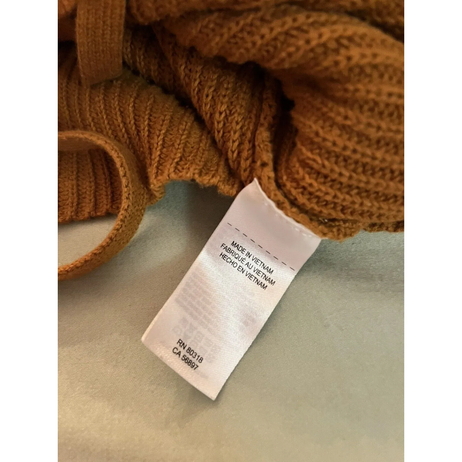 Lucky Brand Women's Sweater Size M Caramel Oversized Braids Crew Neck Y2K Crop - Image 3