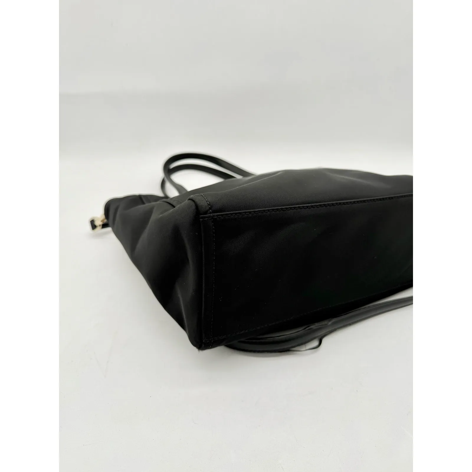 Kate Spade New York Black Nylon Leather Trimmed Tote Crossbody Bag Gold Hardware - Image 7