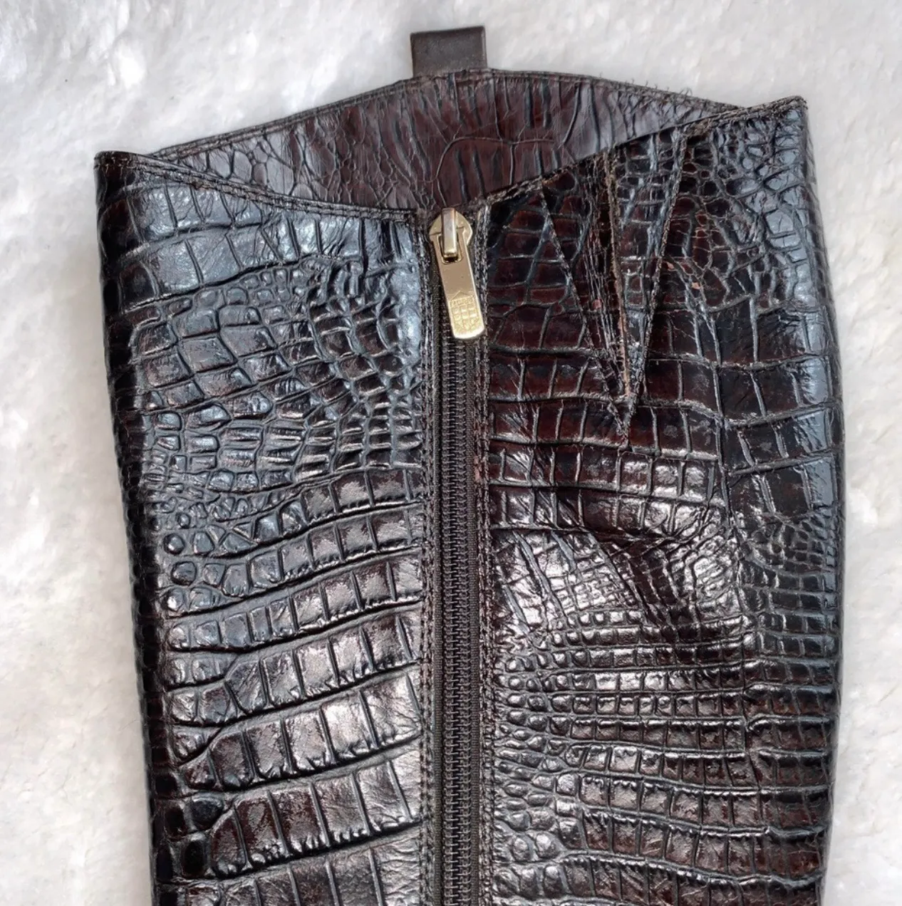 Dark Brown Snakeskin Leather Knee High Boots - Image 7