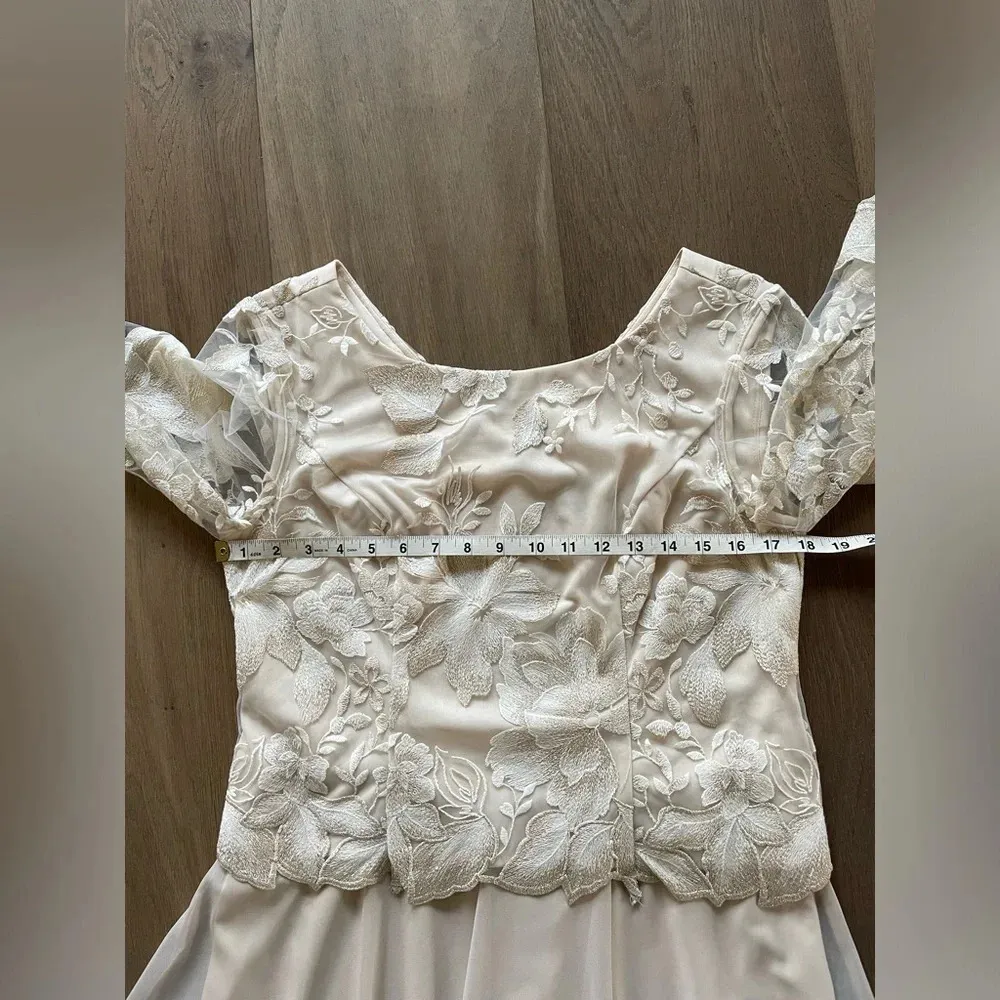 Alex Evenings Round Neck 3/4 Sleeve Floral Embroidered Stretch Mesh Dress Sz 10P - Image 11