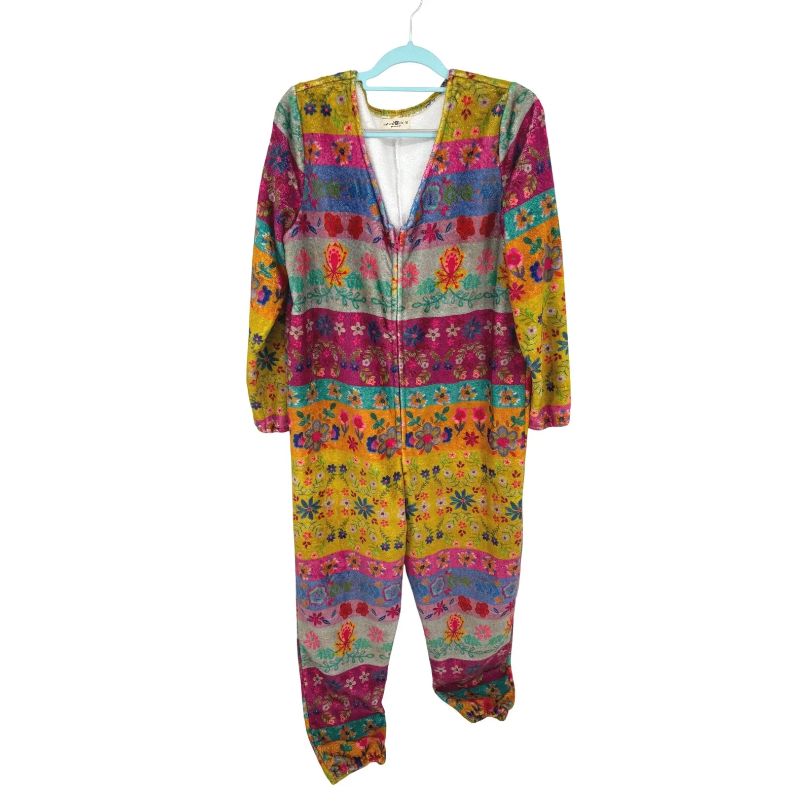 Natural Life Cozy Fleece Wildflower Floral PJ One Pc M Oversized Loungewear Soft - Image 3