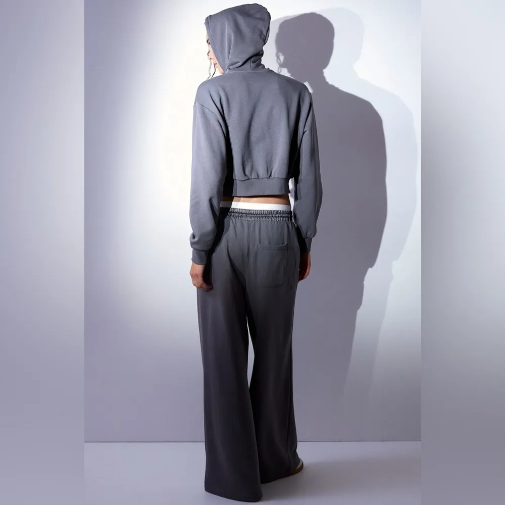 Divided by H&M Pleat Detail Joggers wide leg Gray Women’s Sz Sm Elastic Waist - Image 2