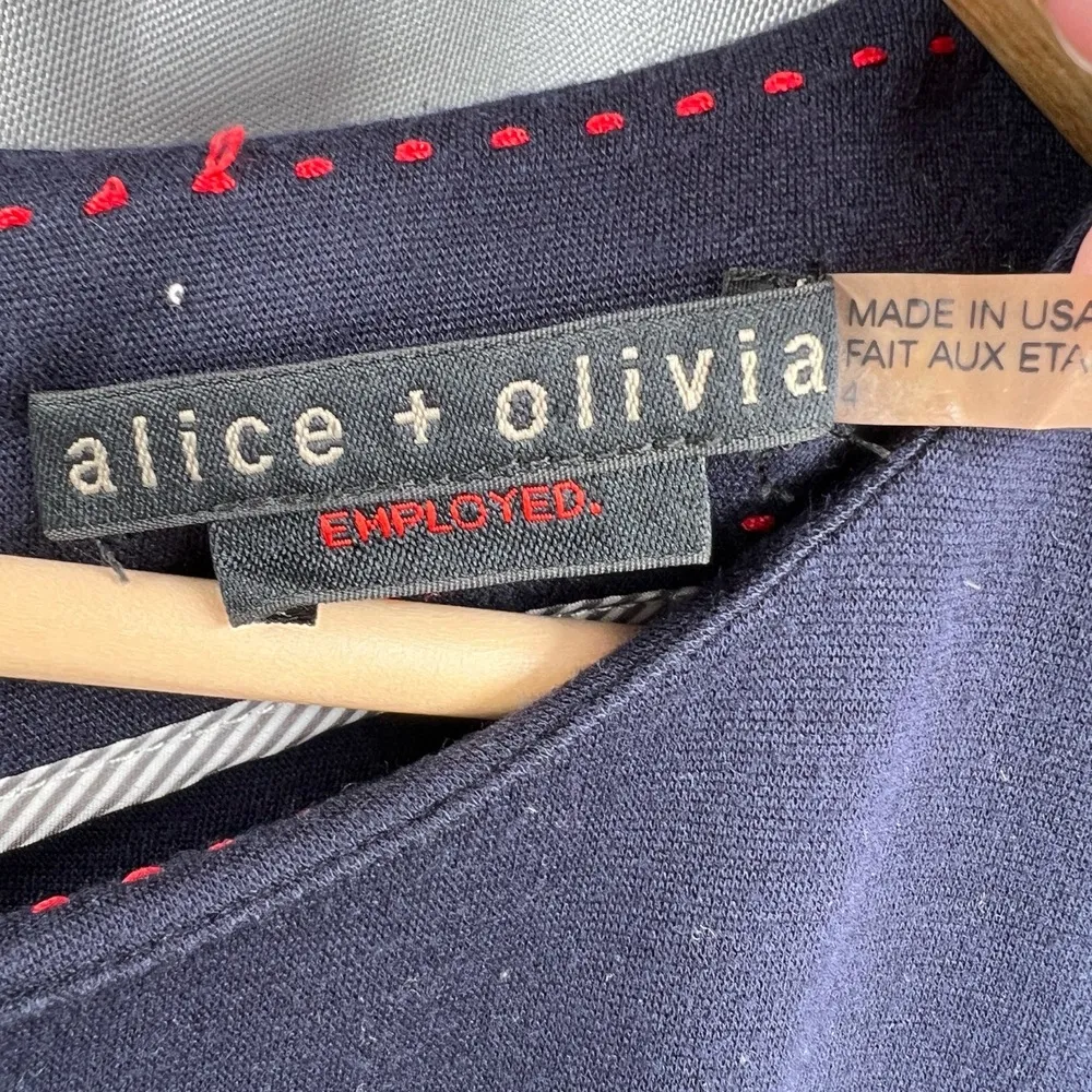 Alice + Olivia Employed Peplum Sheath Dress Navy Blue Size 4 Made in USA - Image 4