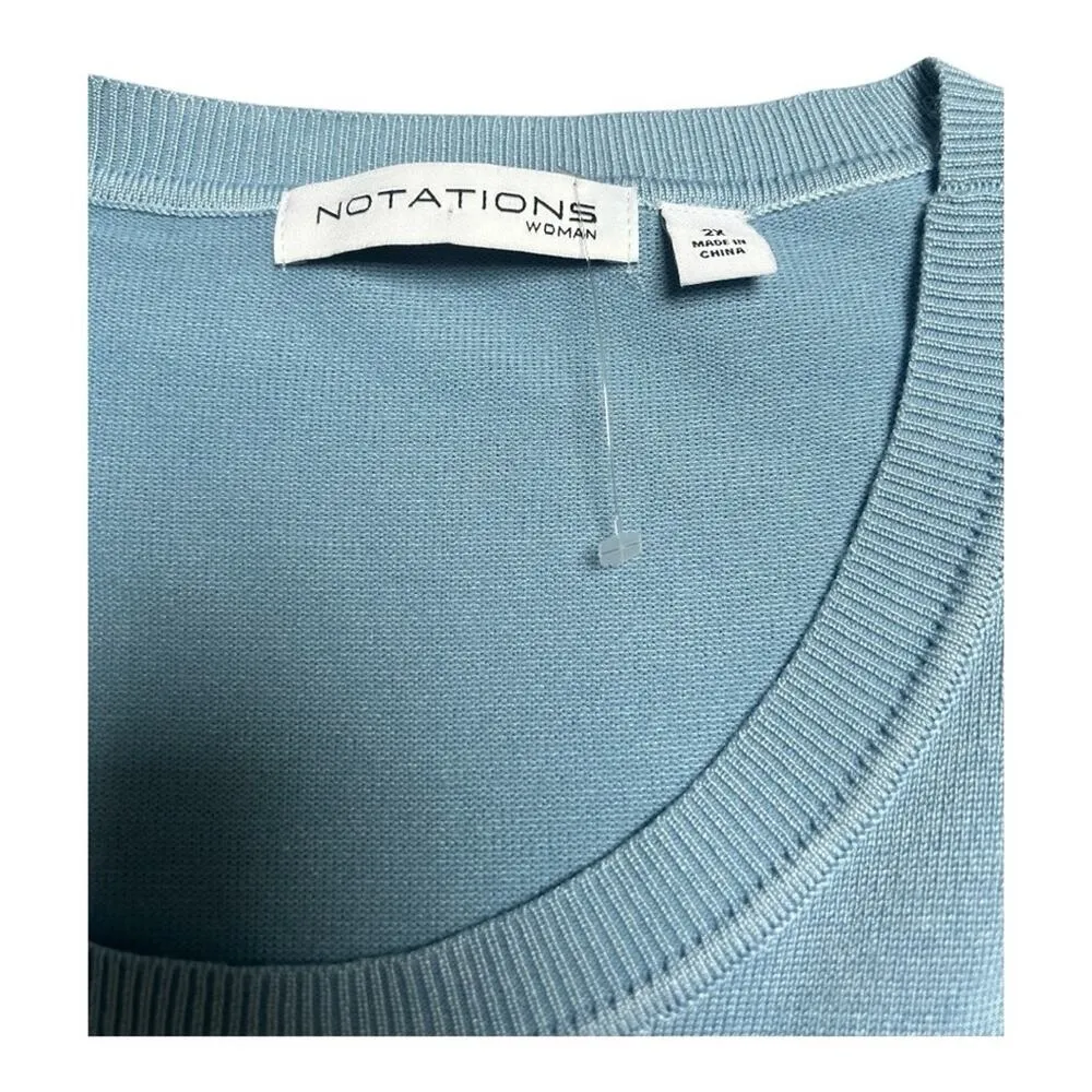 Notations  baby blue knit sweater 2X - Image 5