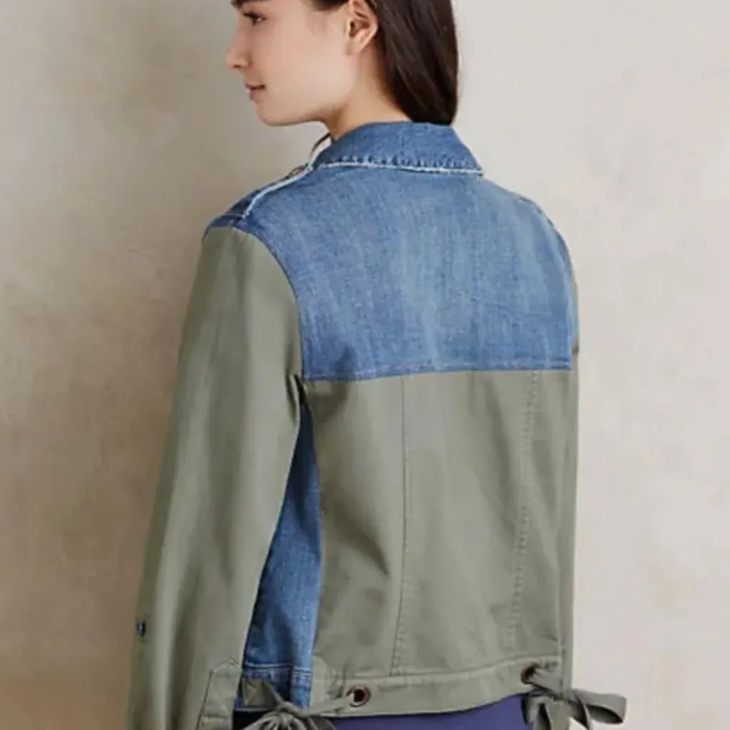 Anthropologie Pilcro Demim Military Jacket Blue Size M - Image 4