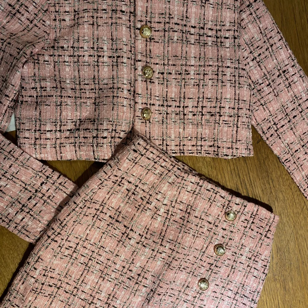 SHEIN Pink + White Tweed Set - Image 3