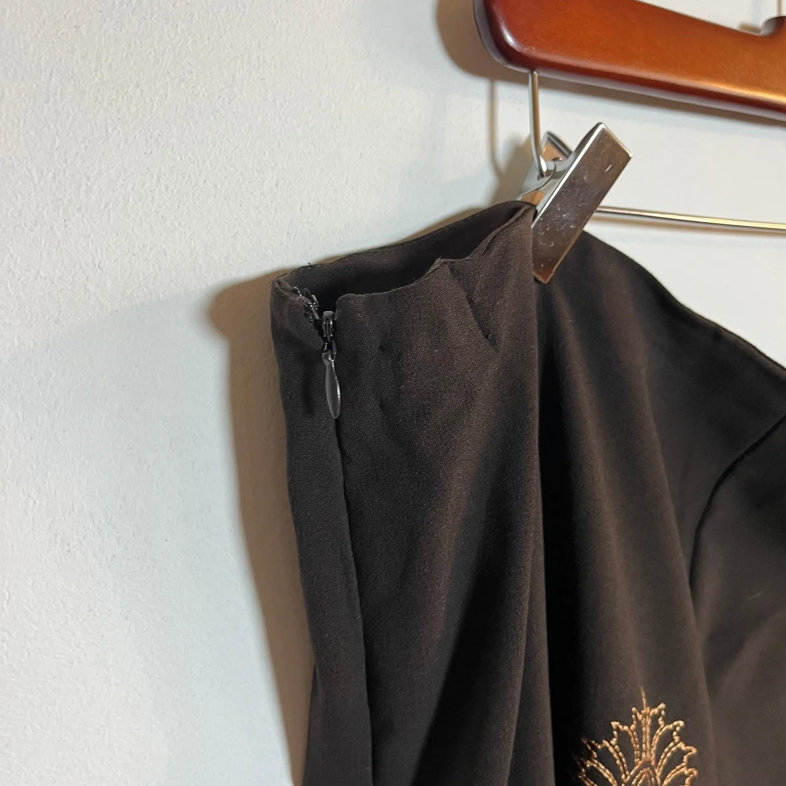 Embroidered Floral Midi Maxi A-Line Flare Skirt Brown 24 Boho Y2K Fairy Romantic - Image 6