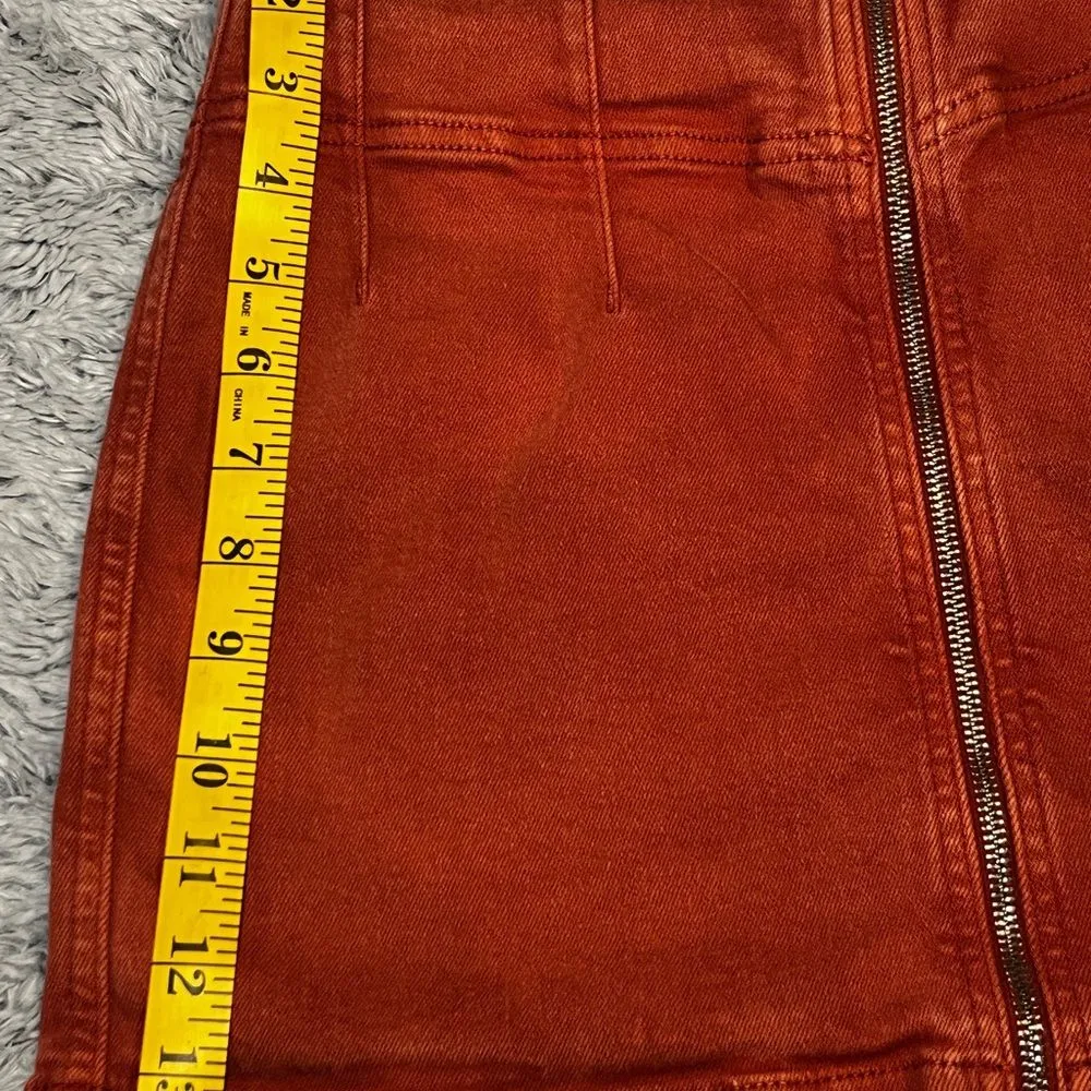 Free People We The Free Burnt Orange Rust Virgo Zip Mini Skirt Size 27 - Image 5
