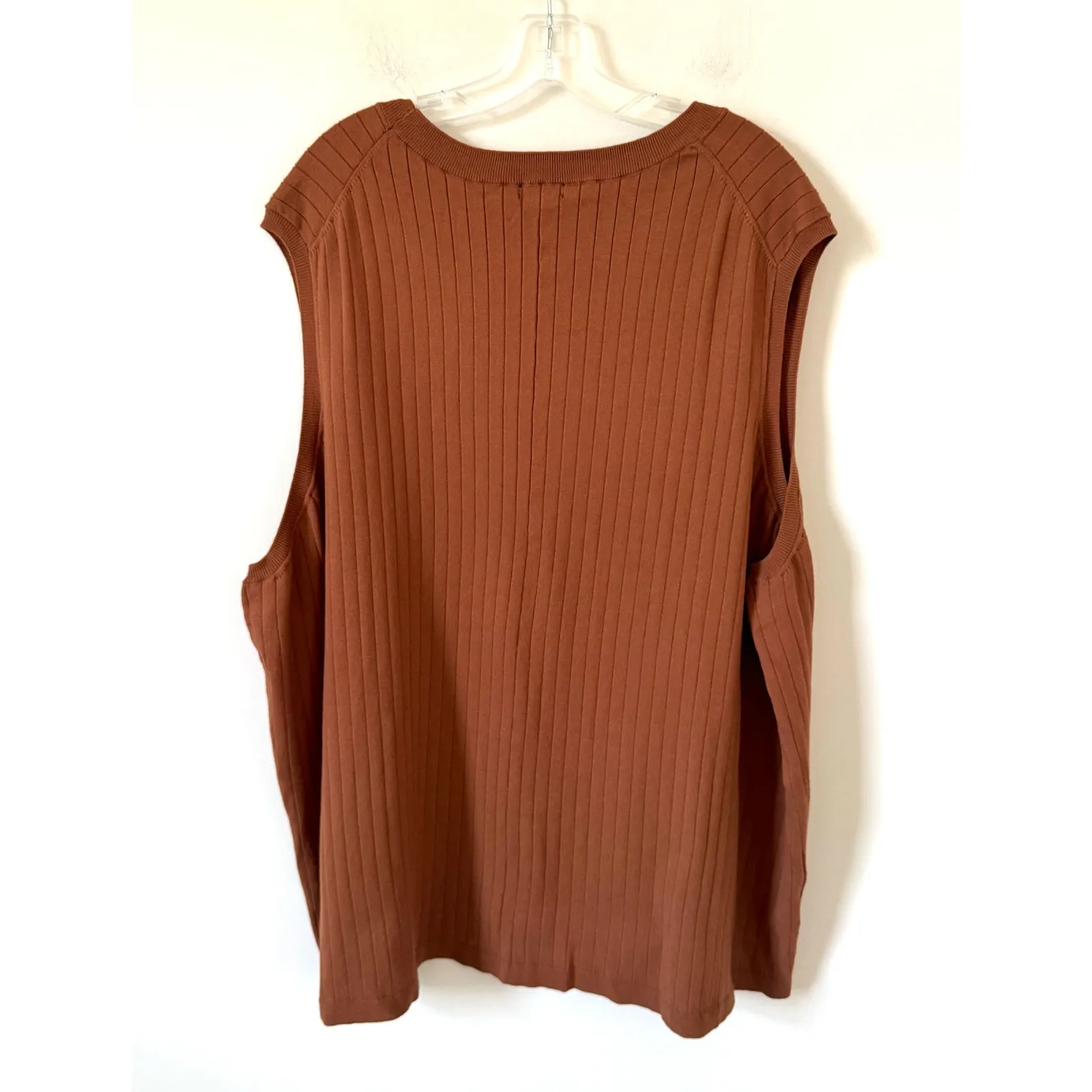 Universal Standard Ribbed Knit Sweater Vest Brown Size 3XL NEW - Image 2