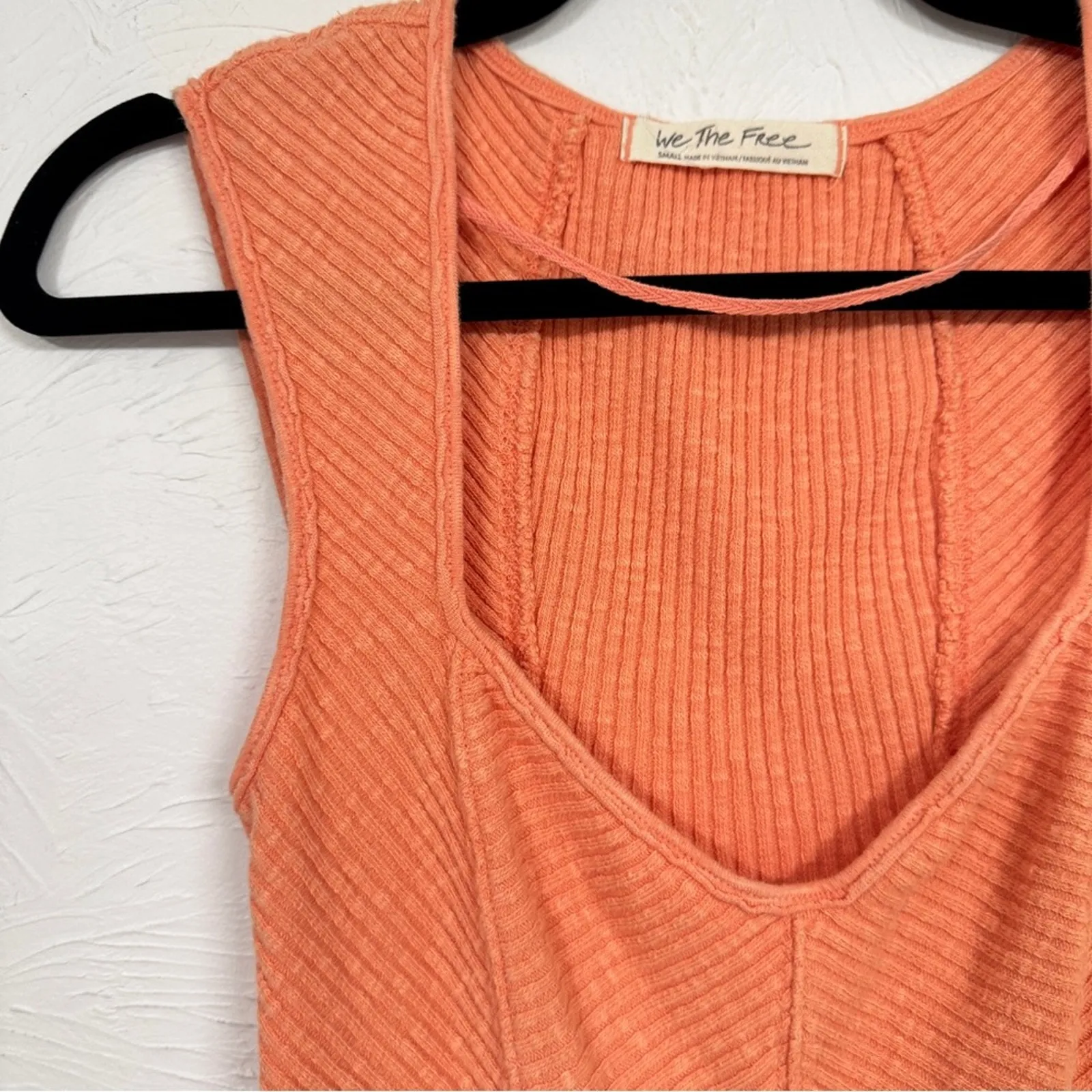 Free People Orange Ribbed Sweetheart Neckline Top Womens S Tank Shirt Casual - Image 5
