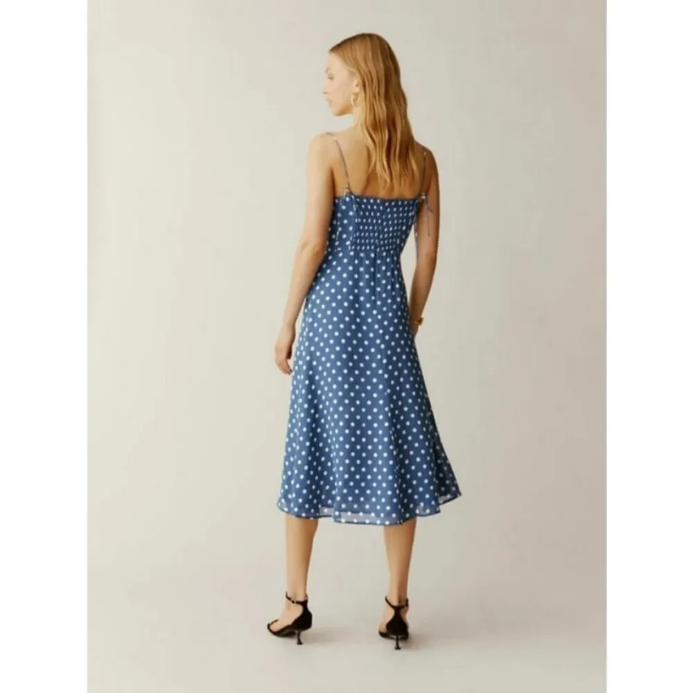 💕REFORMATION💕 Juliette Dress ~ Lazuli Blue Polka Dot Print 6 - Image 4
