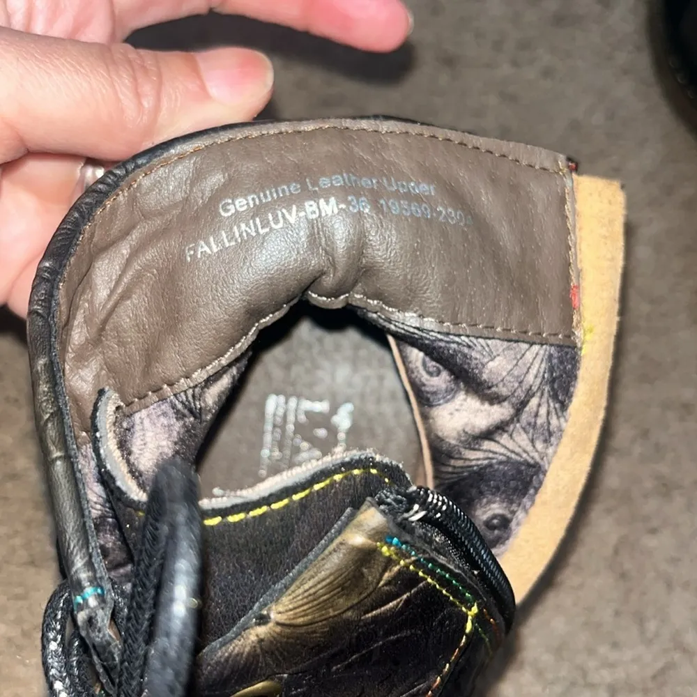 L'Artiste Spring Step Fallinluv Leather Lace-Up Boots Metallic Black 36 /‎ 5.5-6 - Image 12