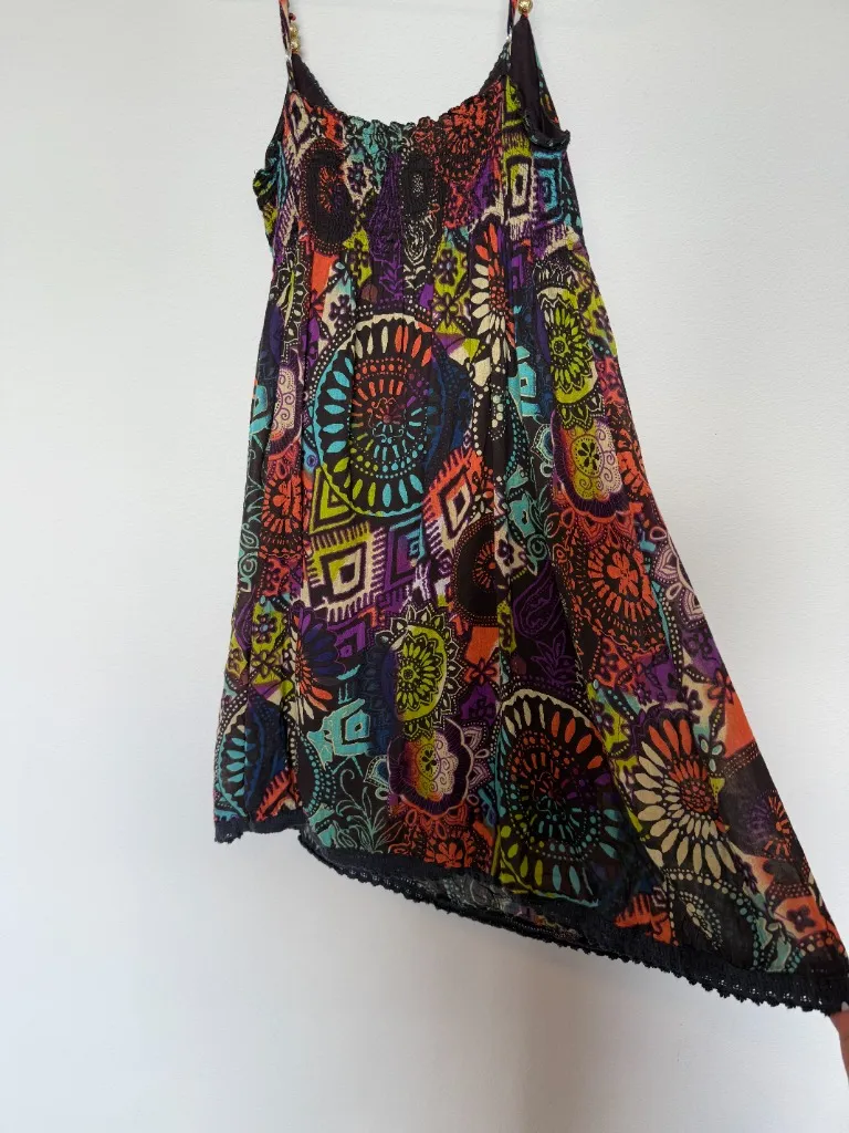 Colorful Bohemian Dress Beaded Spaghetti Strap  - Image 2