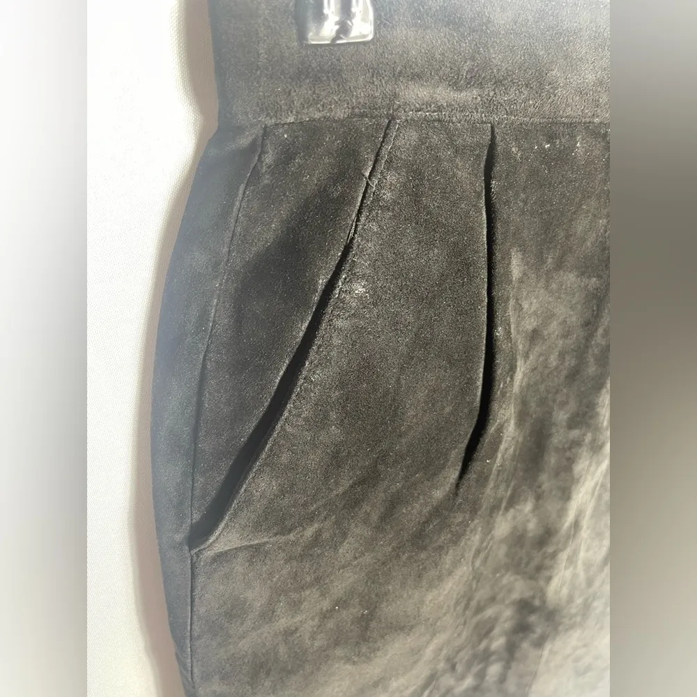 Vintage Toffs Black Suede Pencil Skirt Size Small 100% Pig Suede Lined - Image 4