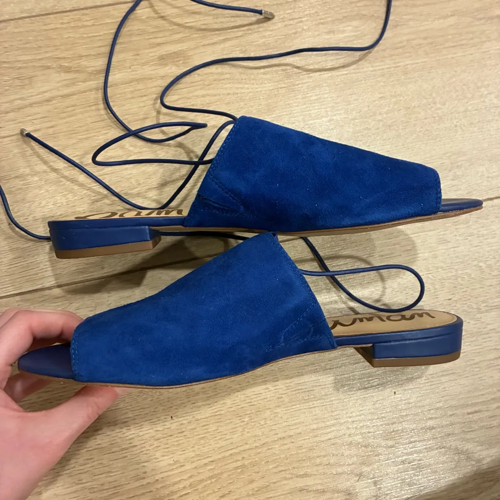 Sam Edelman Women’s Suede Leather Blue Tai Sandal Gladiator Size 8 - Image 6