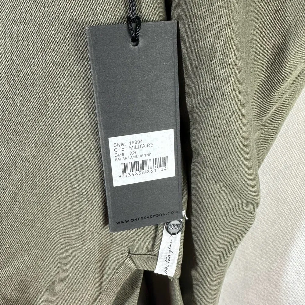 One Teaspoon Radar Lace-Up Tank Top Militaire Green Size XS - Image 6