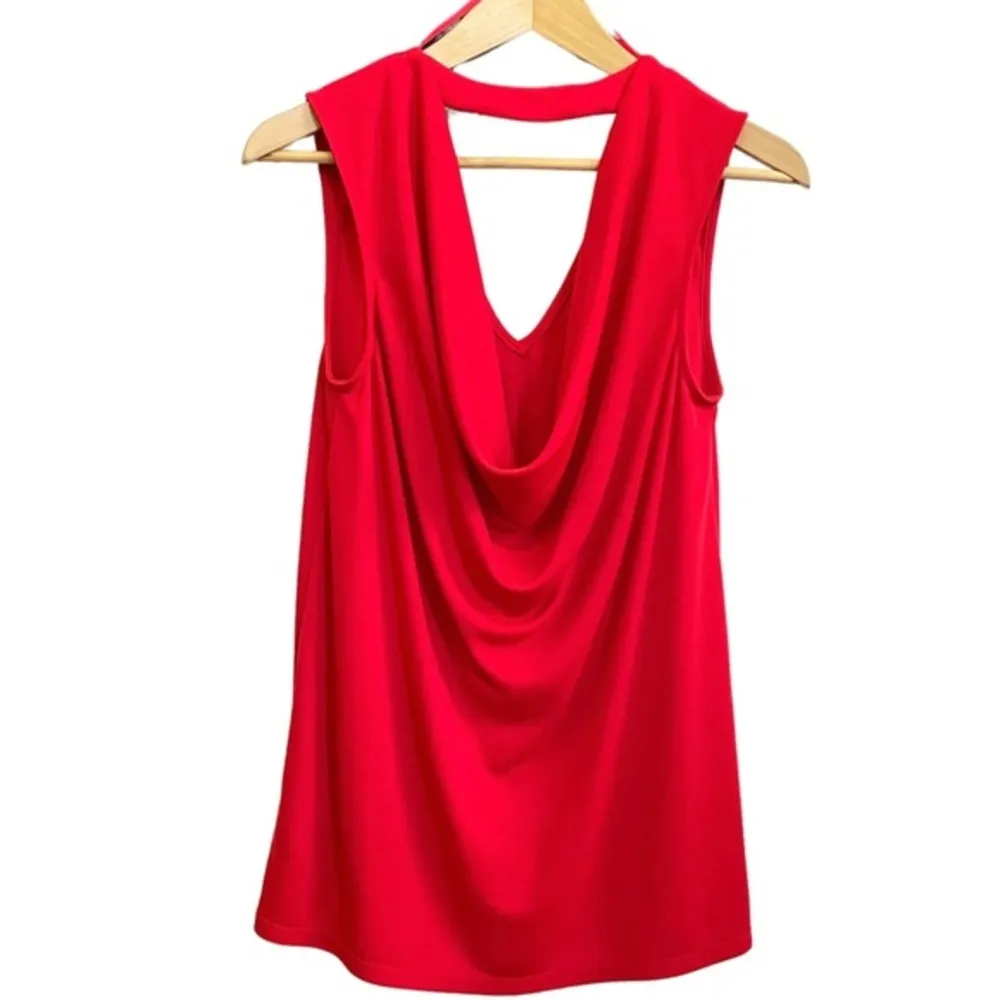 Tyler Red Drape Back Sleeveless Top Blouse - Image 4
