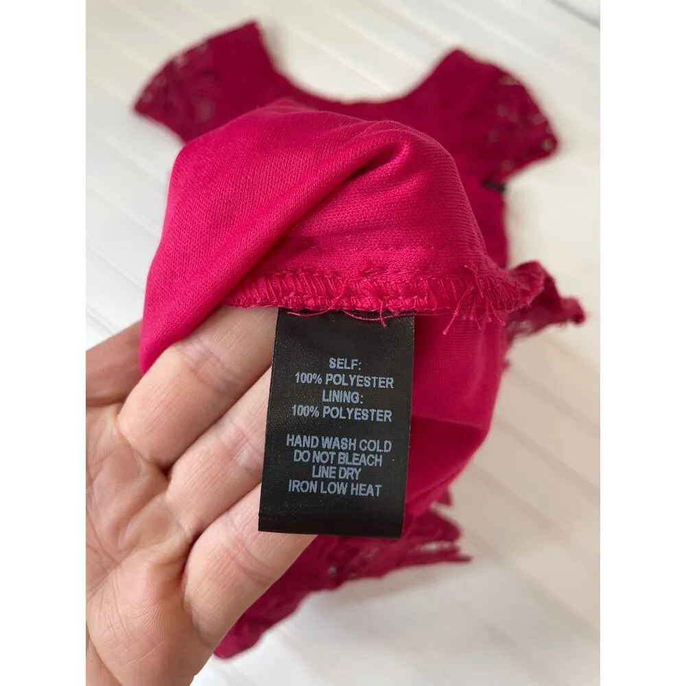 NWT Lulus Right Sheer Right Now Magenta Lace Bodycon Dress Cocktail Party Size S - Image 8
