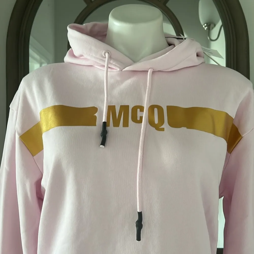 MCQ Logo Hologram Hoodie, Regular Fit in Pink/Gold Size S New with Tag - Image 9