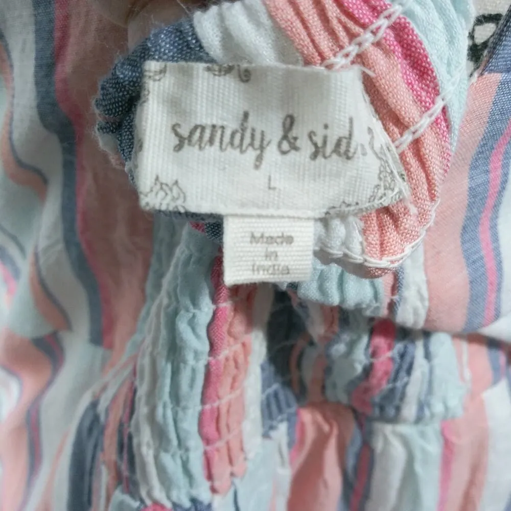 Sandy & Sid Striped Button Front Midi Dress Vacation Beach Size L - Image 7