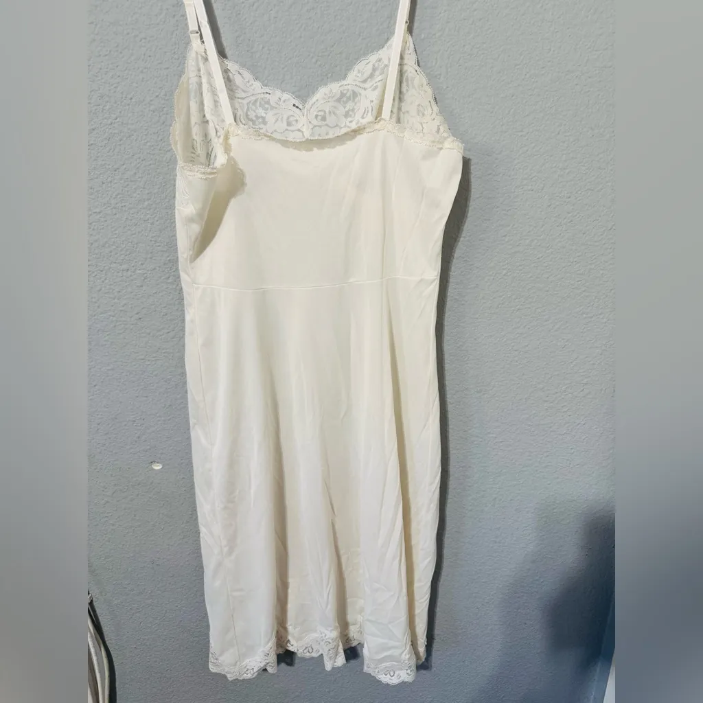 Vintage Wonder Maid Women Elegant Cream Lace Slip Dress Adjustable Strap Size 34 White - Image 7