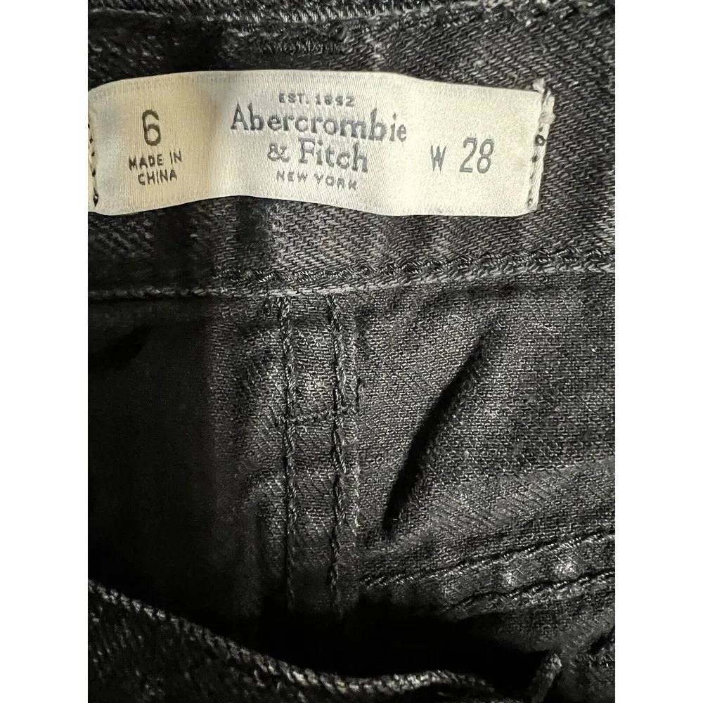 Abercrombie & Fitch Black Distressed Cut Off Jean Shorts Women’s Size 6/28 - Image 7