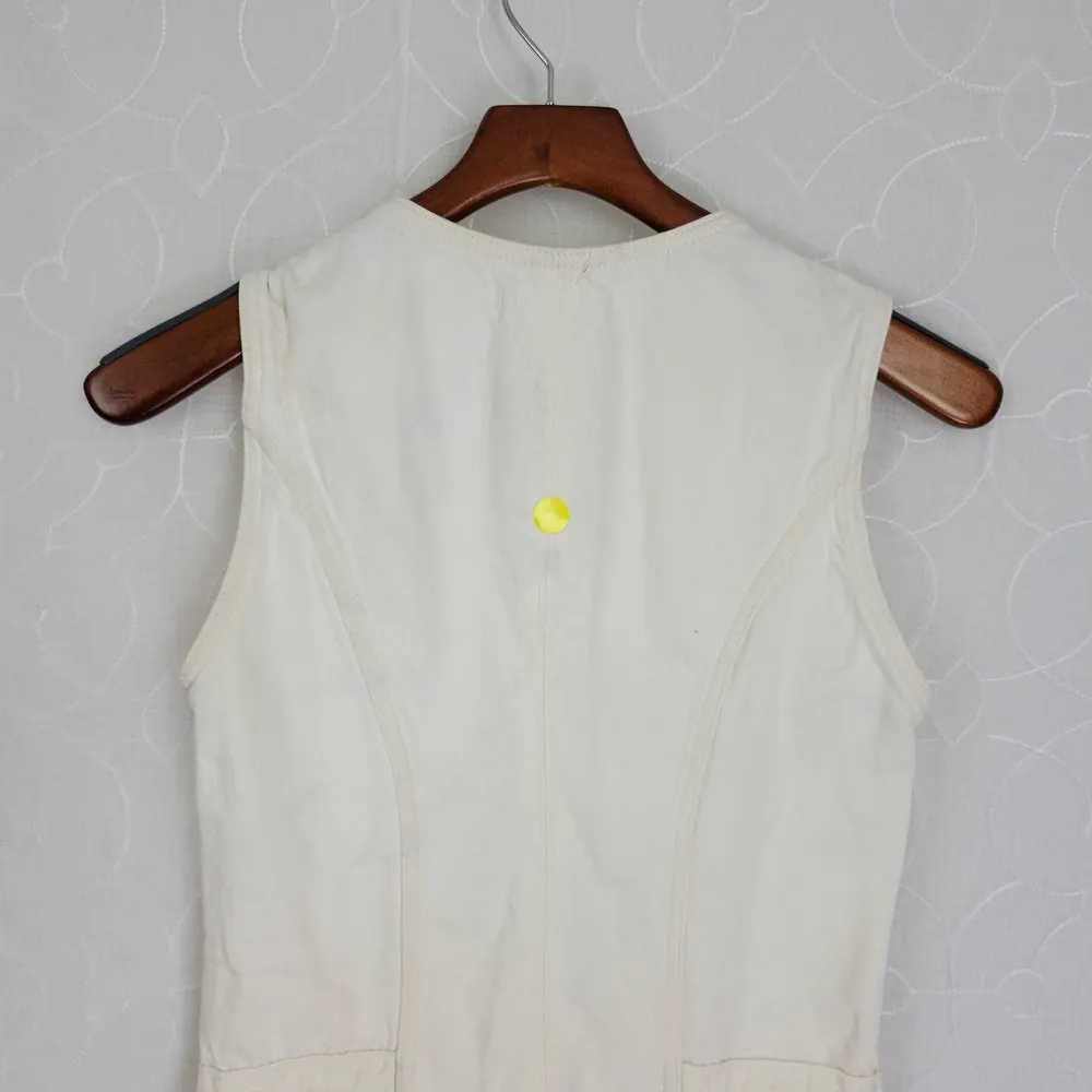 Lucky Brand Denim Jumpsuit XS Cream Sleeveless Front Zip Drawstring New - Image 5
