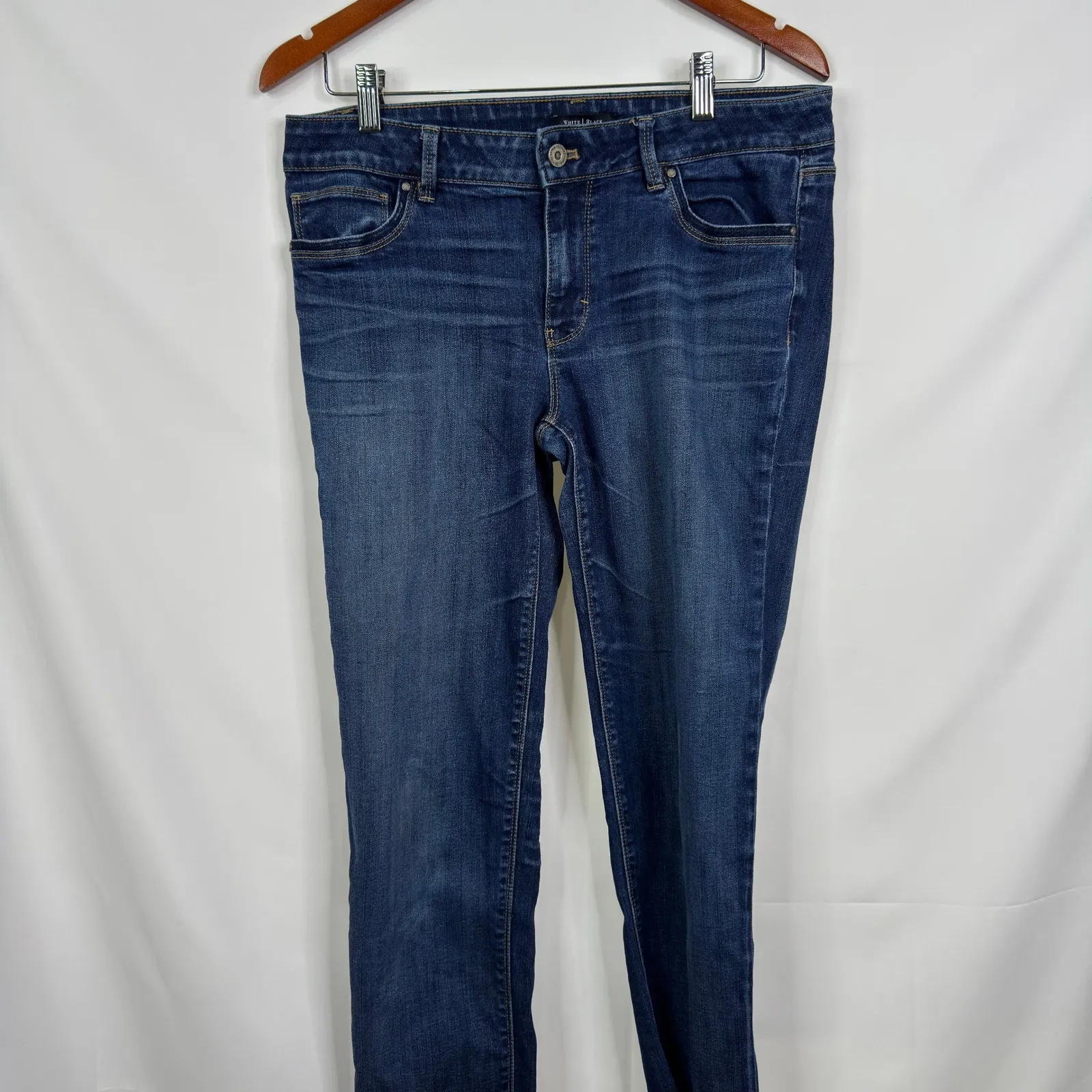 White House Black Market Slim Crop Jeans Dark Wash Size 10 Raw Hem - Image 7