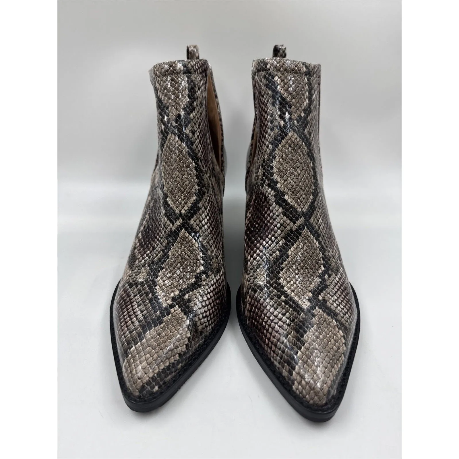 Jeffrey Campbell Tan, Black & White Multicolor Snake Animal Print Boots Rella 9 - Image 2