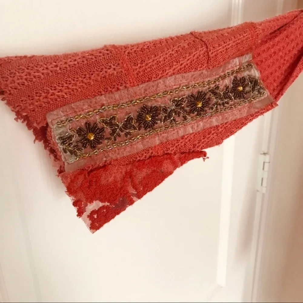 Anthropologie Aratta‎ Silent Journey Stories of shawl orange waffle Cardigan XS - Image 7