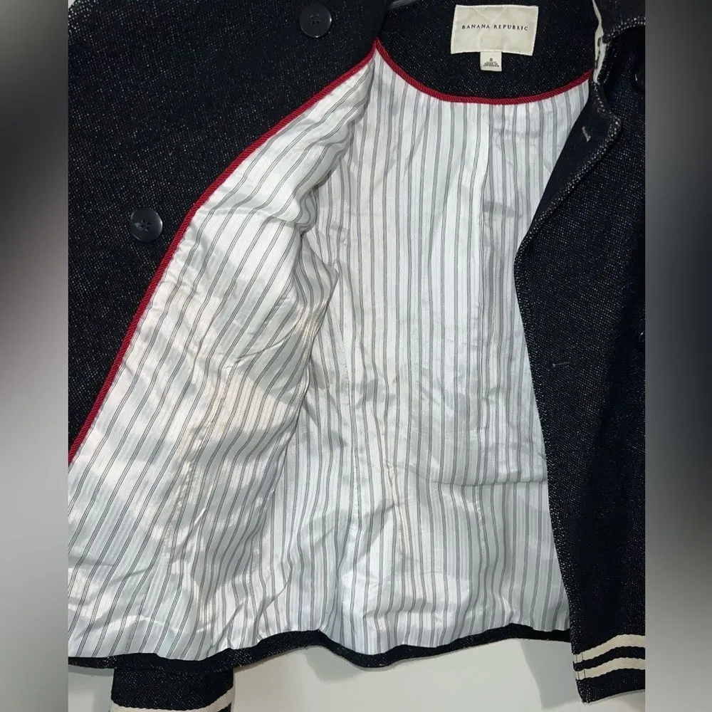 Banana Republic Navy Blue Wool Blend Coat Size S - Image 14