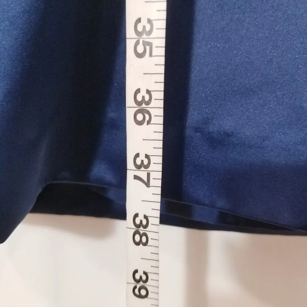 Alex Evenings Women size 12P Blue Satin Co-Ord Sets Embellished Dress and Blazer - Image 8