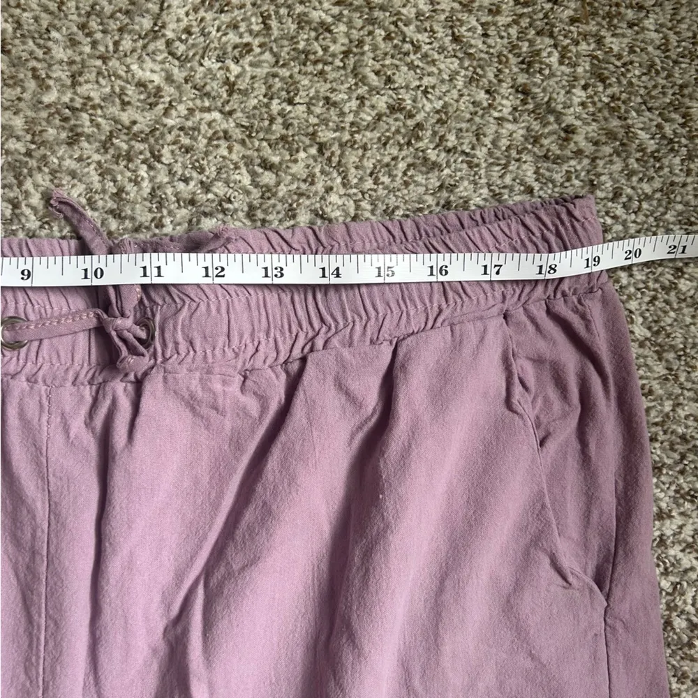 Lavender Casual Cropped Pants Drawstring Elastic Waist XXL Purple - Image 7