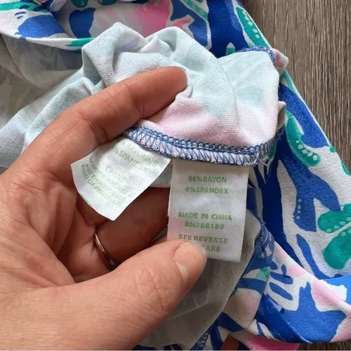 Lilly pulitzer esmeralda dress in jet stream ruffle‎ sleeves women's size S - Image 7