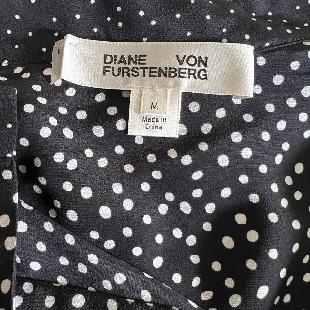 VTG Diane von Furstenberg 100% Silk Polka Dot Long Sleeve Button Up Dress M - Image 7