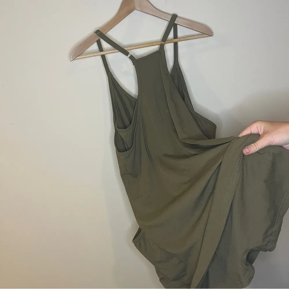 Romper Dress Shorts Women Large Green Adjustable Straps Pockets Summer Lined - Image 9