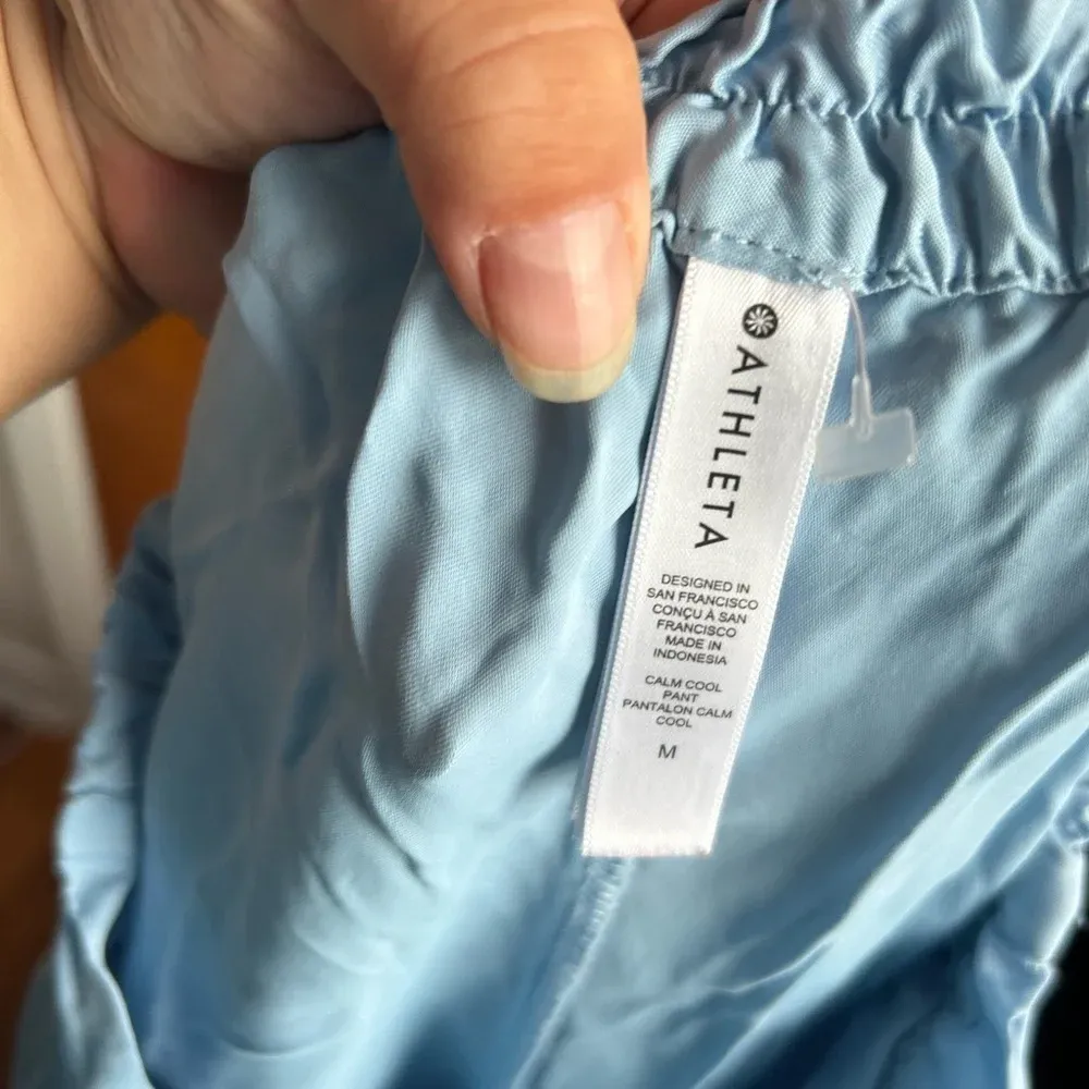 ATHLETA CALM COOL BLUE SATIN PAJAMA PANTS - Image 5