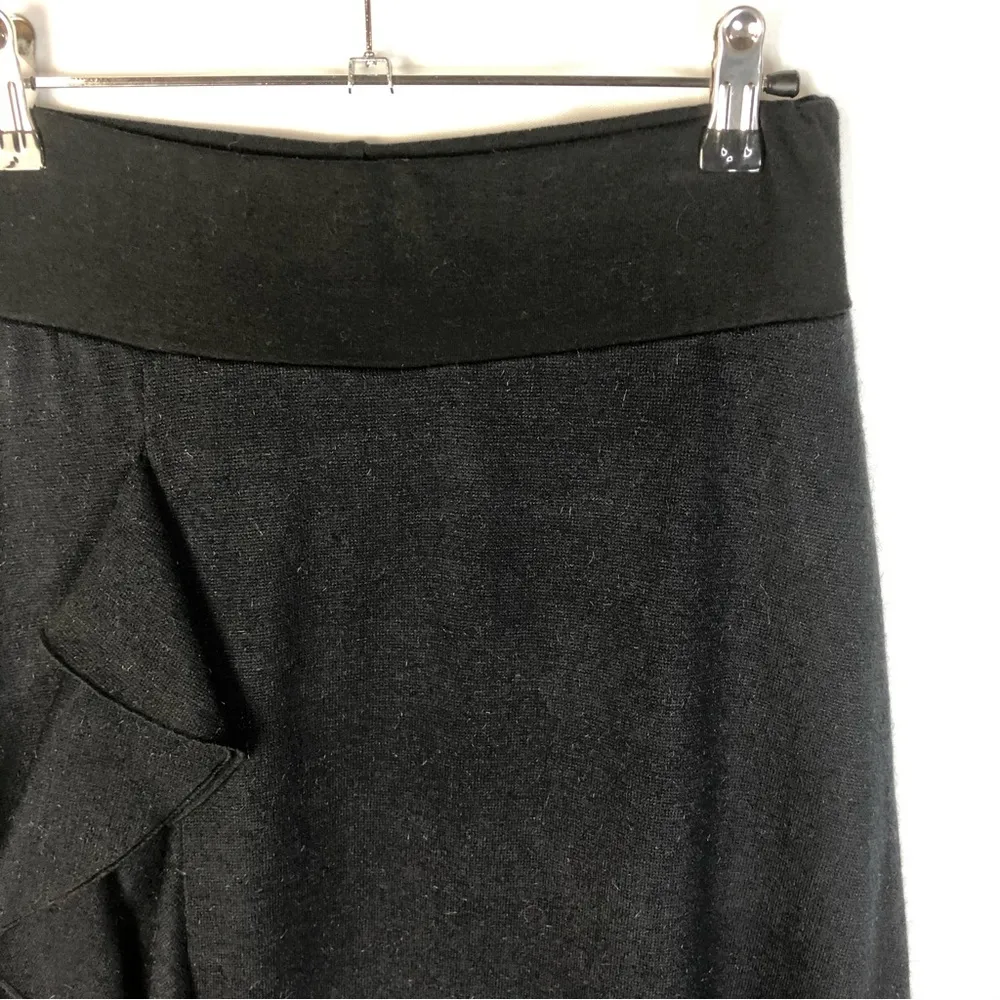 Kokoon Y2K Black Shimmer Knit Ruffle Front Knee Length Skirt XS - Image 3
