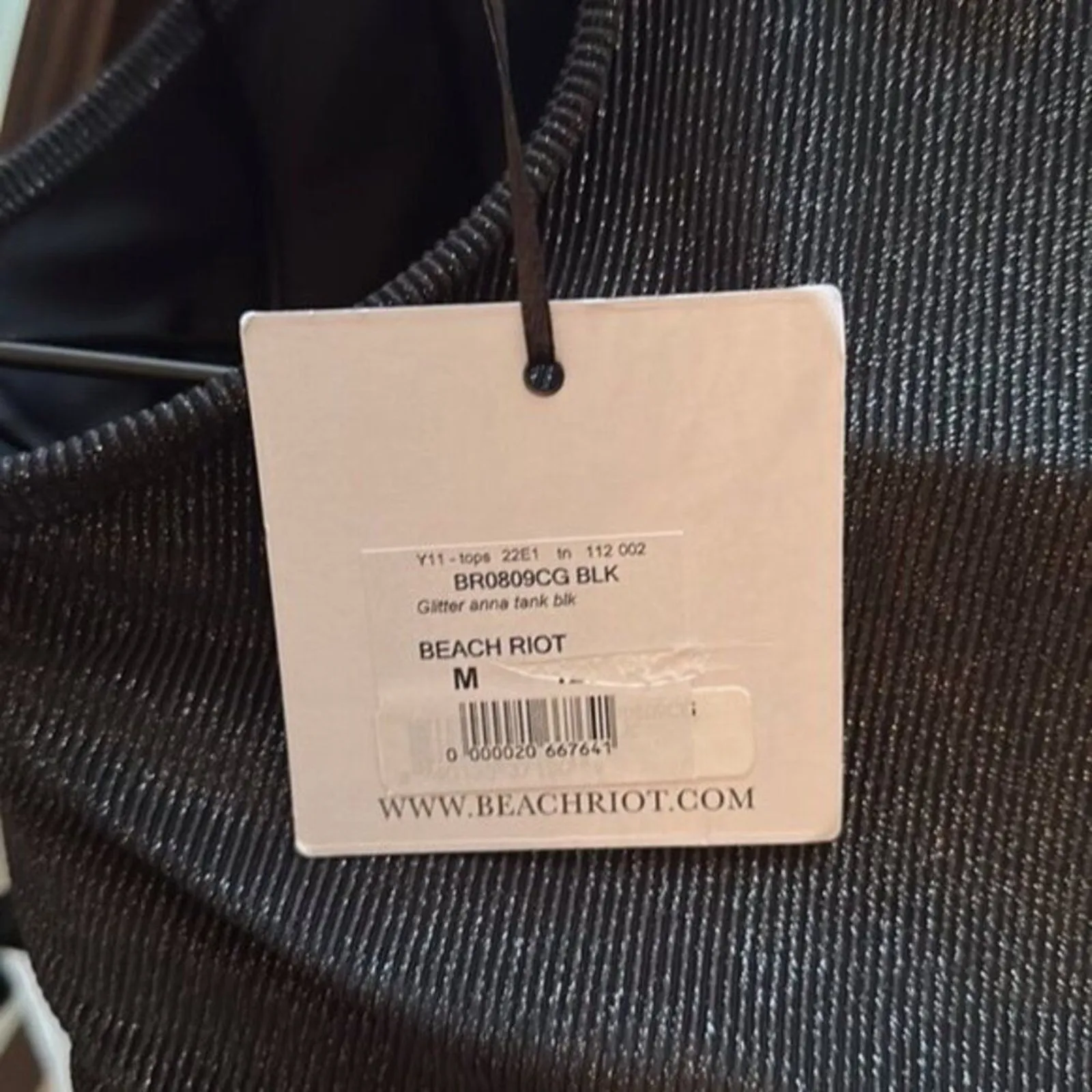 Beach Riot Glitter Anna Tank Sports Bra Black Glitter M - Image 6